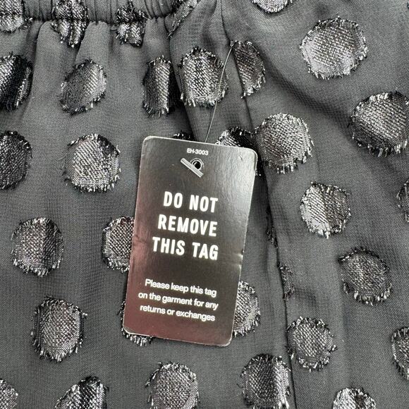 Express Black Metallic Polka Dot Romper Size M Off-Shoulder Long Sleeve NWT $88 - Picture 9 of 10